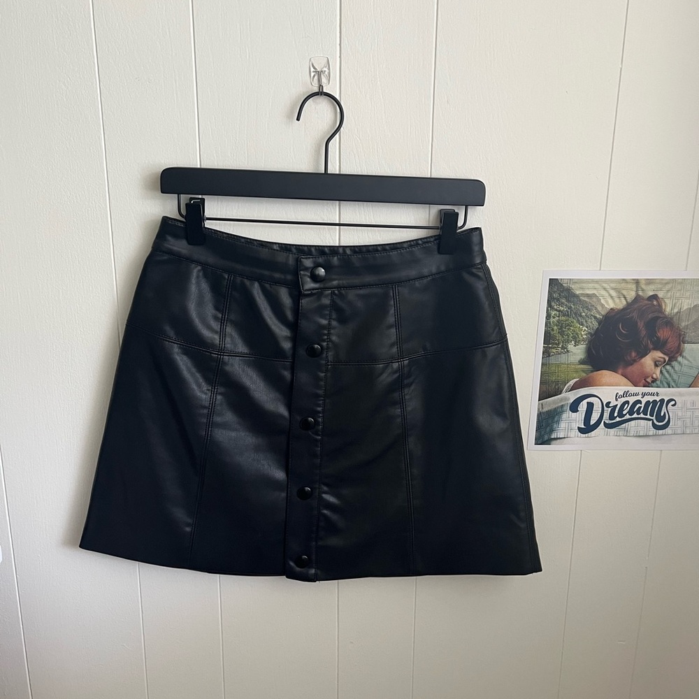 Free People A-Line Leather Skirt